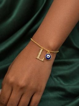 Digital Dress Room - L Initial Evil Eye Stone Studded Bracelet Rakhi