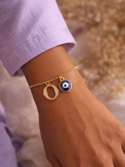 Digital Dress Room - O Initial Evil Eye Stone Studded Bracelet Rakhi