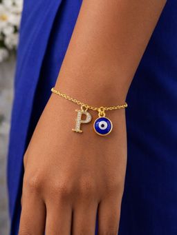 Digital Dress Room - P Initial Evil Eye Stone Studded Bracelet Rakhi