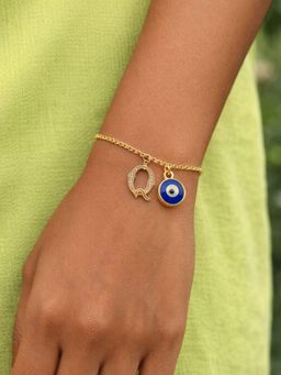 Digital Dress Room - Q Initial Evil Eye Stone Studded Bracelet Rakhi