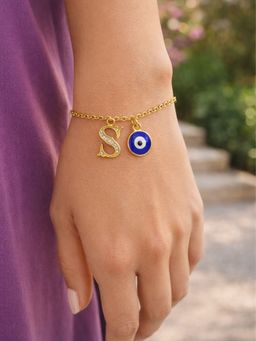 Digital Dress Room - S Initial Evil Eye Stone Studded Bracelet Rakhi