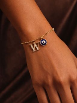 Digital Dress Room - W Initial Evil Eye Stone Studded Bracelet Rakhi