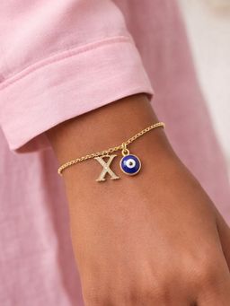 Digital Dress Room - X Initial Evil Eye Stone Studded Bracelet Rakhi