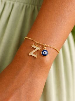 Digital Dress Room - Z Initial Evil Eye Stone Studded Bracelet Rakhi