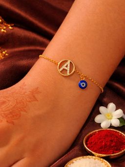 Digital Dress Room - A Letter Barrel Design Ad Stone Bracelet Rakhi