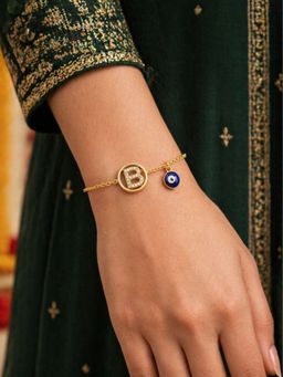 Digital Dress Room - B Letter Barrel Design Ad Stone Bracelet Rakhi