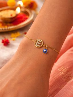 Digital Dress Room - E Letter Barrel Design Ad Stone Bracelet Rakhi
