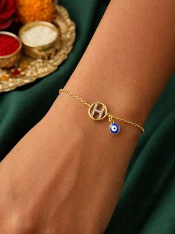 Digital Dress Room - H Letter Barrel Design Ad Stone Bracelet Rakhi