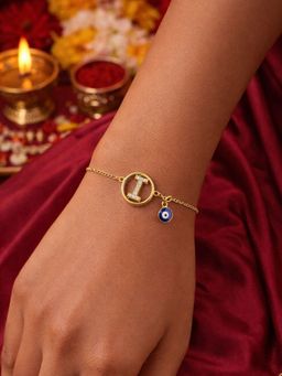 Digital Dress Room - I Letter Barrel Design Ad Stone Bracelet Rakhi