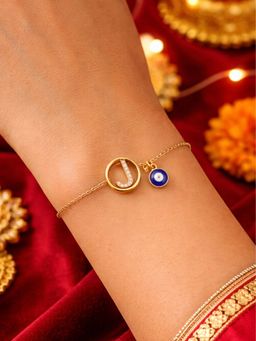 Digital Dress Room - J Letter Barrel Design Ad Stone Bracelet Rakhi