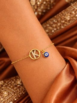 Digital Dress Room - K Letter Barrel Design Ad Stone Bracelet Rakhi