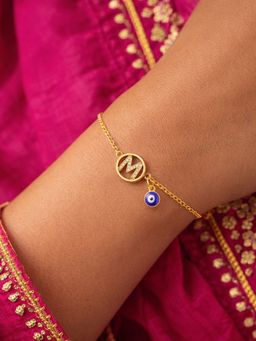 Digital Dress Room - M Letter Barrel Design Ad Stone Bracelet Rakhi
