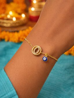 Digital Dress Room - O Letter Barrel Design Ad Stone Bracelet Rakhi