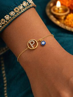Digital Dress Room - P Letter Barrel Design Ad Stone Bracelet Rakhi