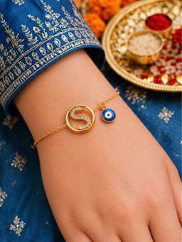 Digital Dress Room - S Letter Barrel Design Ad Stone Bracelet Rakhi