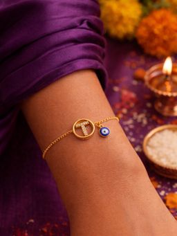 Digital Dress Room - T Letter Barrel Design Ad Stone Bracelet Rakhi