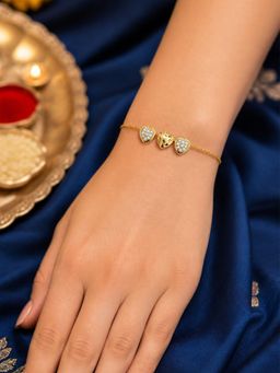 Digital Dress Room - Gold Triple Heart Crystal Bracelet Rakhi