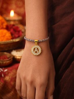 Digital Dress Room - A Letter White Diamond Charm Rakhi
