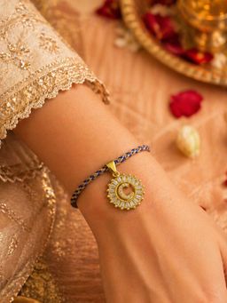 Digital Dress Room - C Letter White Diamond Charm Rakhi