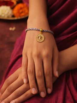 Digital Dress Room - E Letter White Diamond Charm Rakhi
