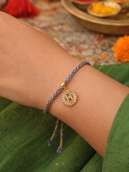 Digital Dress Room - H Letter White Diamond Charm Rakhi