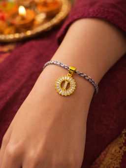 Digital Dress Room - I Letter White Diamond Charm Rakhi