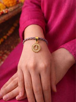 Digital Dress Room - J Letter White Diamond Charm Rakhi