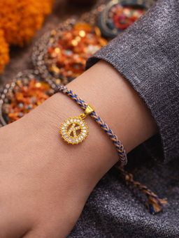 Digital Dress Room - K Letter White Diamond Charm Rakhi