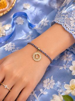 Digital Dress Room - L Letter White Diamond Charm Rakhi