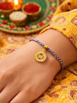 Digital Dress Room - W Letter White Diamond Charm Rakhi