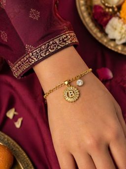 Digital Dress Room - B Letter Crystal Charm Bracelet Rakhi