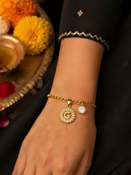 Digital Dress Room - G Letter Crystal Charm Bracelet Rakhi