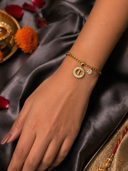 Digital Dress Room - I Letter Crystal Charm Bracelet Rakhi