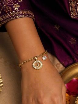 Digital Dress Room - J Letter Crystal Charm Bracelet Rakhi