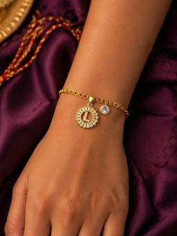 Digital Dress Room - L Letter Crystal Charm Bracelet Rakhi