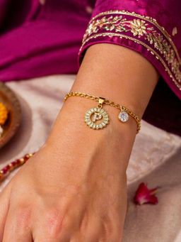 Digital Dress Room - P Letter Crystal Charm Bracelet Rakhi