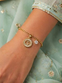 Digital Dress Room - S Letter Crystal Charm Bracelet Rakhi