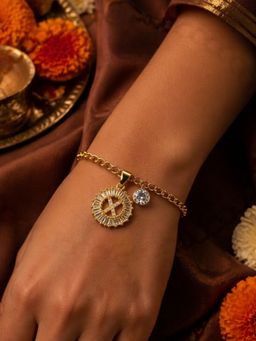 Digital Dress Room - X Letter Crystal Charm Bracelet Rakhi