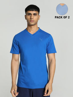 Puma - V-Neck Mens Blue T-Shirt (Pack of 2)