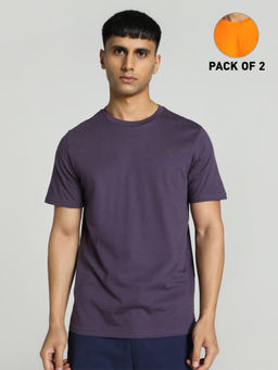 Puma - Crew Neck Mens Purple T-Shirts (Pack of 2)