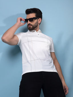 CRIMSOUNE CLUB - Men White Checks Polo T-Shirt