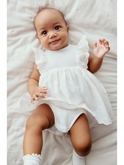 H&M - Girls White Frill-Trimmed Bodysuit Dress