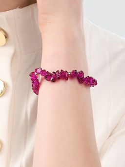Accessorize London - Womens Purple Raw Stone Stretch Bracelet