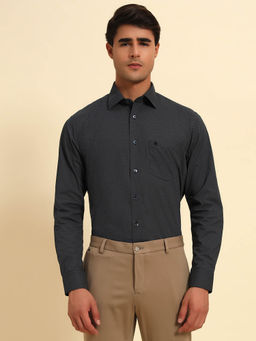 Cantabil - Black Textured Breathable & Soft Regular Fit Shirt
