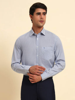 Cantabil - Blue Printed Breathable & Soft Regular Fit Shirt
