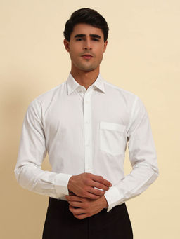 Cantabil - White Textured Breathable & Soft Regular Fit Shirt
