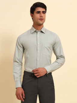 Cantabil - Green Textured Breathable & Soft Regular Fit Shirt