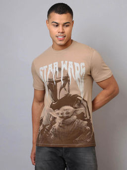 Free Authority - Beige Star Wars Graphic Regular Fit T-Shirt