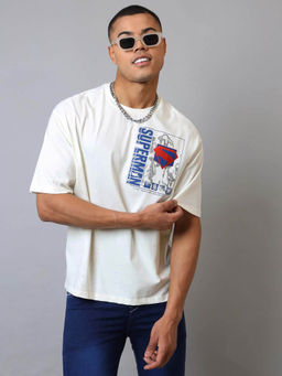 Free Authority - White Superman Graphic Oversized T-Shirt
