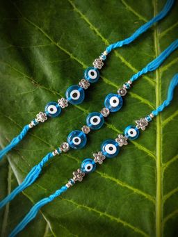 Digital Dress Room - Fancy Evil Eye Rakhi Design Turkish Charm Ed Mauli (Pack of 3)